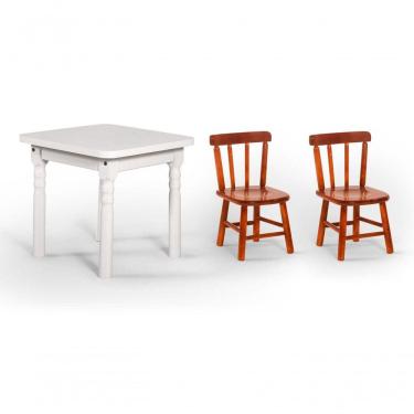 Imagem de Conjunto Mesinha Infantil Branca Com 2 Cadeiras Kids Mel