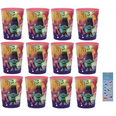 Imagem de Pacote de suprimentos para festas Unique Trolls com 12 copos reutilizá