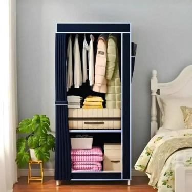 Imagem de Guarda Roupa Azul Closet Solteiro Organizador Com Capa