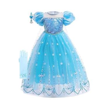 Imagem de Fantasia De Elsa Rainha Da Neve Para Meninas, Vestido De Princesa Com 