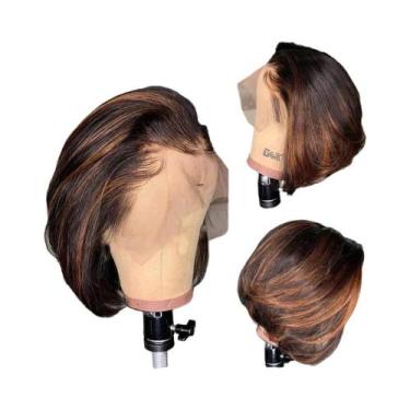 Imagem de Peruca Curta Bob Loiro Mel Com Renda Frontal, Cabelo Humano Remy Brasi