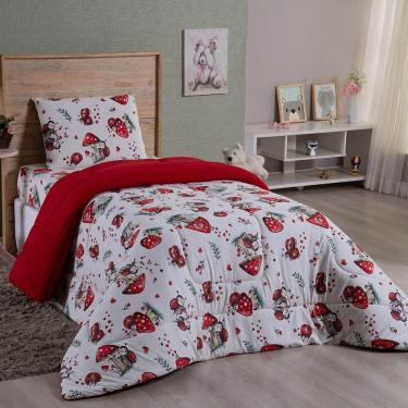 Imagem de Edredom Fantasy Solteiro 01 Peça Infantil Tecido Malha 100% Algodão Macio Dupla Face - Joaninha Vermelho