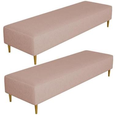 Imagem de Kit 02 Puffs Decorativo Bali W01 Pés Palito 170x60cm Linho Rosê - Lyam