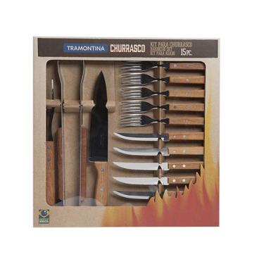 Imagem de Kit Churrasco 15 Peças Tramontina - Pampa Dynamic, Prata