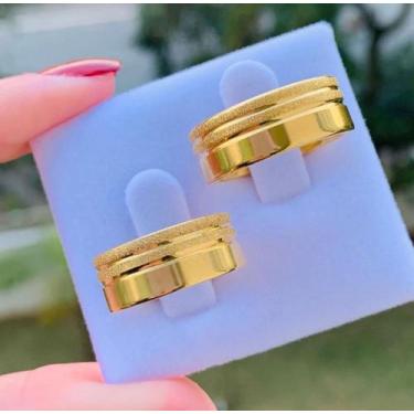 Imagem de PAR DE ALIANÇAS 8mm 2 frisos banh/18k casamento noivado - JC