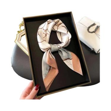 Imagem de Lenço Quadrado De Seda Luxuosa Para Mulheres, Estampado, Para Enrolar 