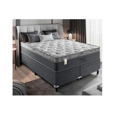 Imagem de Cama Box Queen Size Portobel Orion com Molas Ensacadas e Revestimento em Tecido Poliéster 74x158x198cm - Cinza