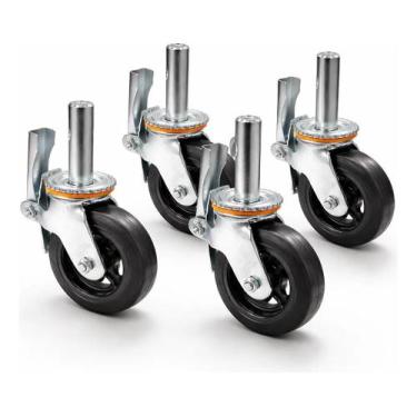 Imagem de Kit 4 Rodízios Andaime Profissional 6'' 150mm Freio Vollekz