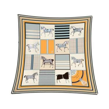 Imagem de Lenço de Seda 90x90cm - Xale com Estampa Animal para Praia e Proteção 