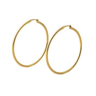 Imagem de Brinco Feminino Folheado a Ouro 18k Tarraxa Argola Lisa G Dourado-Feminino