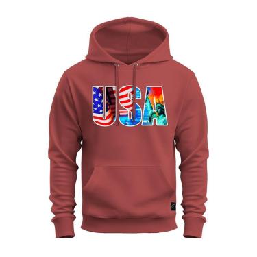Imagem de Moletom Canguru Blusa De Frio Confortável Estampado Usa Cores-Unissex