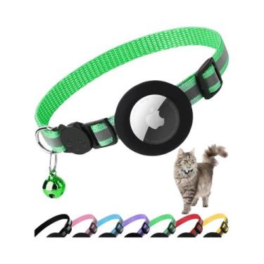 Imagem de Coleira Refletiva Fofa Para Gatos Com Sino, Suporte Para Airtag E Fech