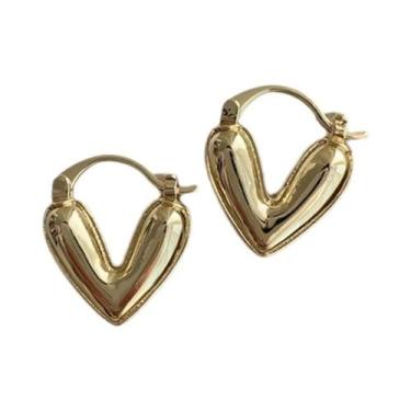 Imagem de Brincos De Coração Femininos Da Moda Coreana, Elegantes E Luxuosos, Jo