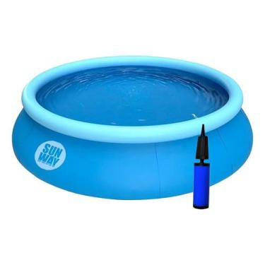 Imagem de Piscina Inflável Sun Way Verão 1000l + Bomba Manual Azul - Congratulat
