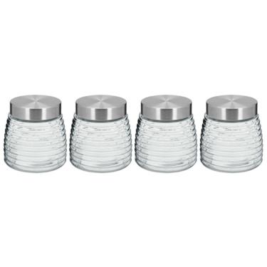 Imagem de KIT 4 POTE MANTIMENTOS HOME&CO COM TAMPA VIDRO 800ml 12x12x12