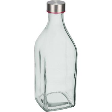 Imagem de KIT 4 GARRAFAS ÁGUA SUCO LEITE HOME&CO VIDRO 1 LITRO 25x9x9cm TRANSPARENTE COM TAMPA