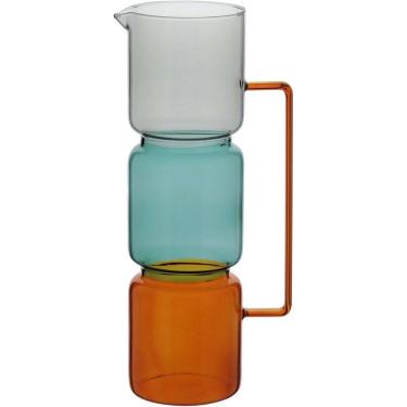 Imagem de JARRO VASO DECORATIVO ENFEITE PLANTA VIDRO 30x10x10cm COLORIDO