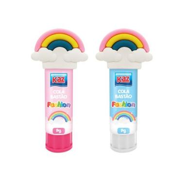 Imagem de Cola Bastão Escolar Fofa Kawaii Rosa Arco Iris ou Patinha - Kaz, Arco-