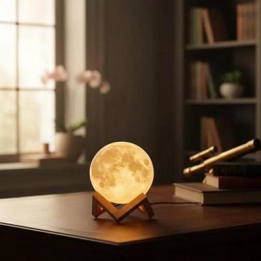 Imagem de Abajur Lua Cheia 3D Led Luz Amarela Decorativa Pequena - Yeet