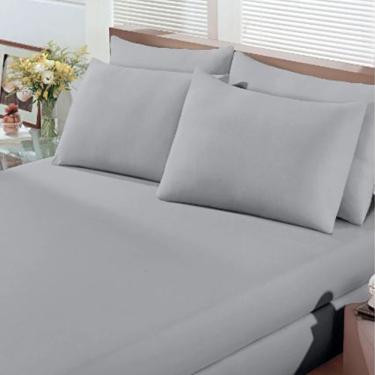 Imagem de Jogo de Cama Basic Casal 3 Peças 100% Algodão em Malha Penteada Fio 30-1 Liso Prata