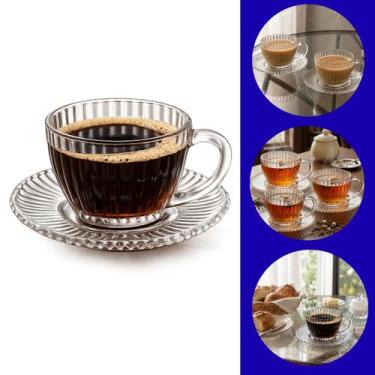 Imagem de Conjunto de 6 xícaras para Chá e Café em Cristal Siena 210ml com Pires
