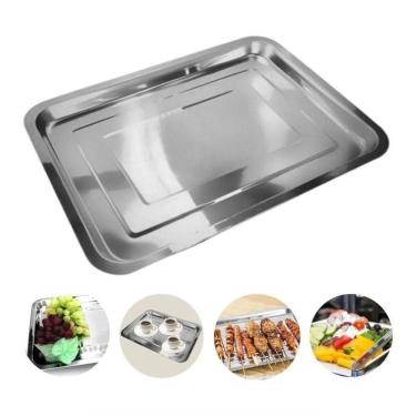 Imagem de Bandeja Inox Cafe Retangular 40x30cm Rasa Travessa
