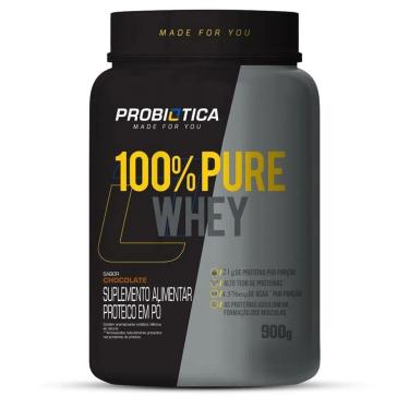 Imagem de 100% Pure Whey Nova Fórmula - 900g Chocolate - Probiótica-Unissex