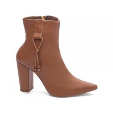 Imagem de Bota Cano Curto Salto Alto Grosso Bico Fino Feminina 9 cm Genero:Feminino;Cor:;Tamanho:...