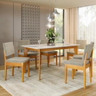 Imagem de Conjunto Sala de Jantar Siera 6 Lugares Retangular Madeira Maciça Miam