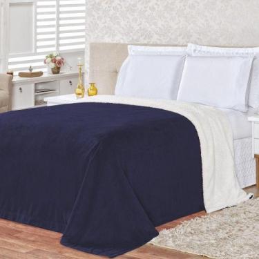 Imagem de Cobertor Queen Colorado Sherpa + Manta Flannel 1Pç - Marinho - LILLY H
