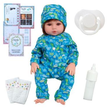 Imagem de Bebe Reborn Realista Silicone Príncipe Fio a Fio Acessórios - Cegonha 