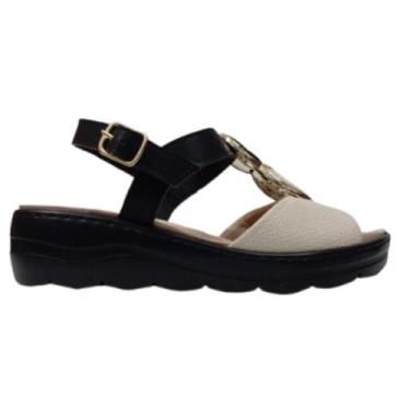 Imagem de Sandália piccadilly ultra conforto ref: 568068 feminino, Preto, Off wh