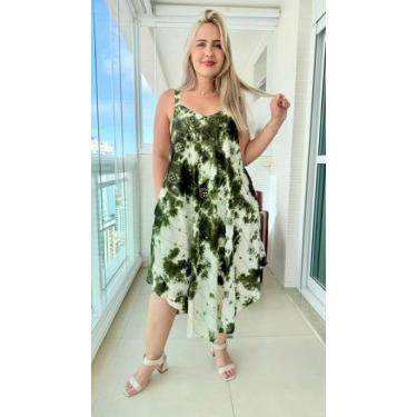 Imagem de Vestido Indiano Boho Chic Trapézio Plus Size Bordado c/ Bolsos Cod 02 
