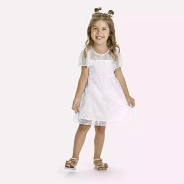 Imagem de Vestido Bebê Menina Estampa Devorê Kyly, Branco, 3