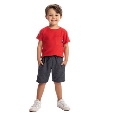 Imagem de Conjunto Camiseta E Bermuda Malha Náutico E Moletinho Jeans - By Gus, 
