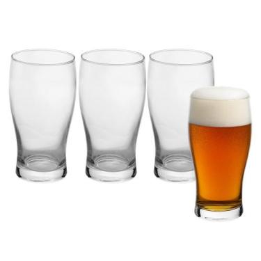 Imagem de Jogo 4 Copo de Cerveja de Vidro Chopp Bar Bebida Wolff 550ml