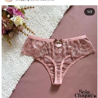 Imagem de Calcinha fio dental cor nude em renda  tamanho M - Bela Chique 