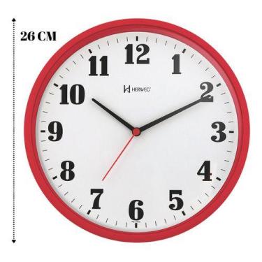 Imagem de Relogio de parede herweg 6126-269 vermelho, VERMELHO