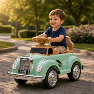 Imagem de Carrinho Elétrico Infantil Retrô Verde Acima de 3 Anos Suporta Até 30k