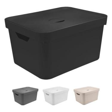 Imagem de Caixa Organizadora Com Tampa Média Ou 36x27x24cm Quarto, Preto
