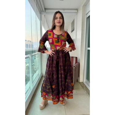 Imagem de Vestido Longo Indiano Estampado Toque De Seda-cod.ldr-174 - Aleci Fash