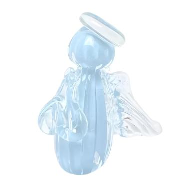 Imagem de Imagem Decorativa Anjo Bebê Uriel Pequeno Azul Claro em Cristal Murano 8x3cm Cristais Labone