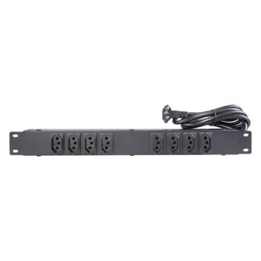 Imagem de Régua de Tomadas para Rack RG8T 20A 19" 1U 2x4 Cabo 1,5M Preta Multicraft