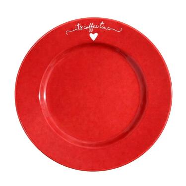 Imagem de Prato de Sobremesa Lamour de Porcelana Coração Apto para Micro-ondas e Lava-Louças Vermelho Hauskraft
