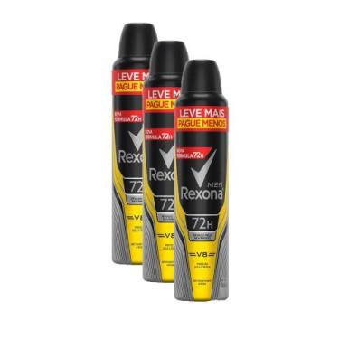 Imagem de Kit 3 Desodorantes Antitranspirante Aerosol Masculino Rexona V8 72 hor