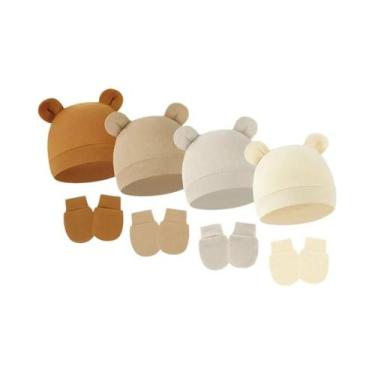 Imagem de Conjunto De Luvas E Gorro De Algodão Unissex Para Bebês Com Orelhas De