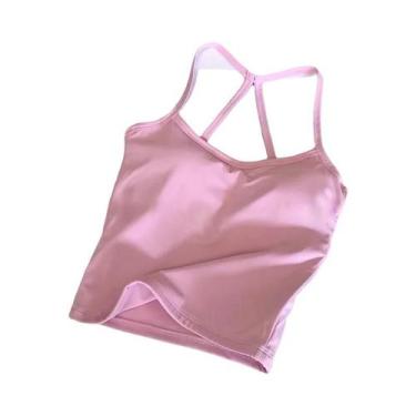 Imagem de Top De Yoga Feminino Slim Fit Nude Para Fitness E Pilates Com Design D