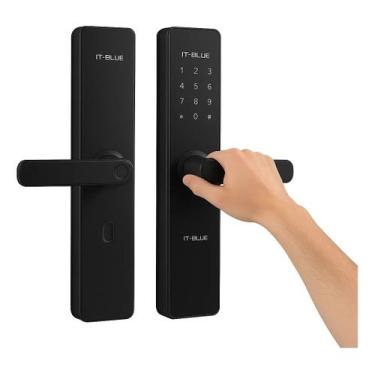 Imagem de Fechadura Digital ITBLUE Porta de Madeira Biometria e Senha  Segurança