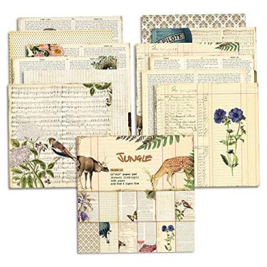 Imagem de Bestgift Papel vintage para scrapbook, impressões unilaterais de 160 g/m², papel decorativo retrô sem ácido, scrapbook, álbuns, para álbum de fotos, diário, artesanato, 24 folhas