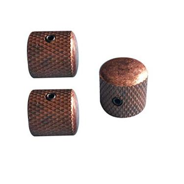 Imagem de Guyker 3 peças de puxadores de guitarra para 6 mm de diâmetro - botão de substituição de potenciômetro de controle de tom e volume para guitarra elétrica ou baixo de precisão (bronze antigo)